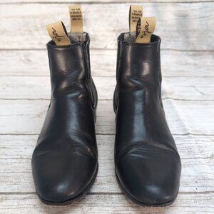 Mija Black Leather Slip On Chelsea Boots